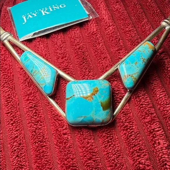 Jay King Turquoise & Sterling Silver Collar Necklace - Picture 3 of 9